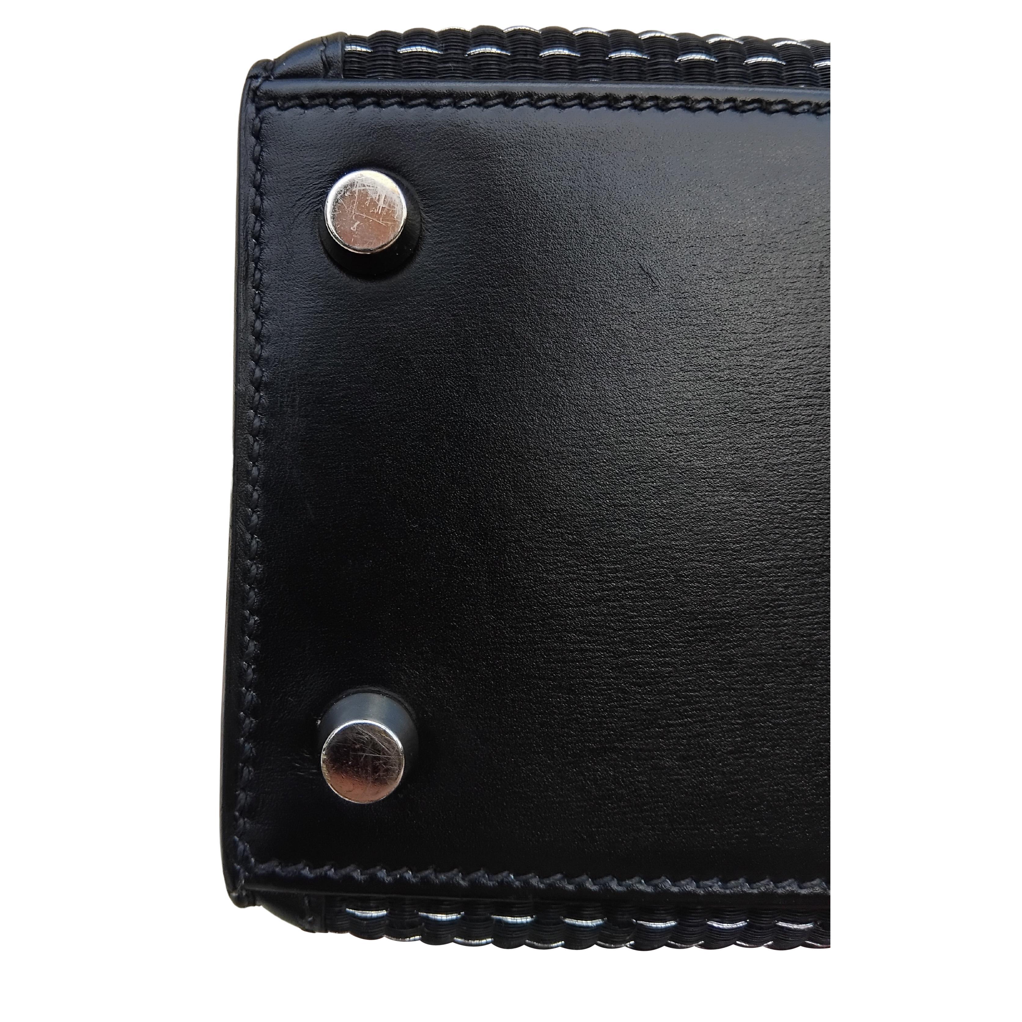 Hermès Borsa Kelly Nera Crinolina 25 cm Capelli di Cavallo Palladium Hdw 5