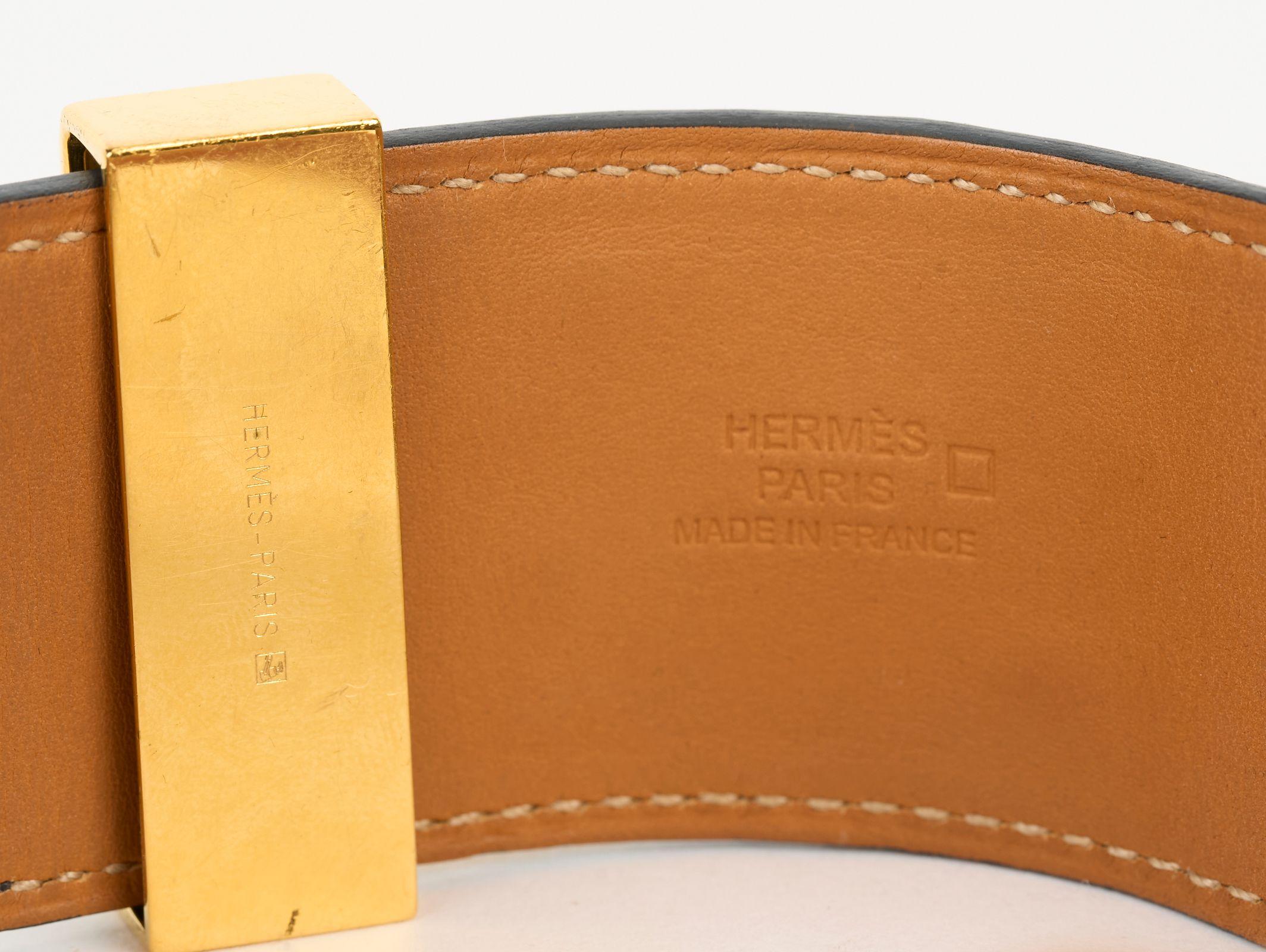 Women's Hermès Black Croc CDC Gold Bracelet For Sale