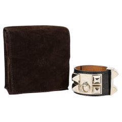 Bracciale Hermès in argento con coccodrillo nero A. Silver