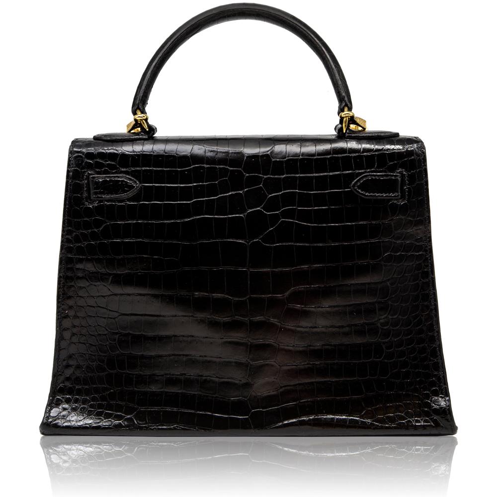 Women's Hermès Black Crocodile 28cm Kelly Sellier Bag