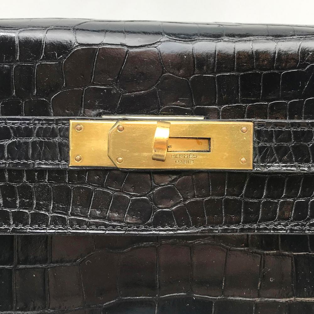 Hermès Black Crocodile 28cm Kelly Sellier Bag 2