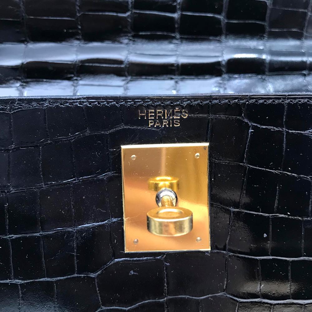 Hermès Black Crocodile 28cm Kelly Sellier Bag 3