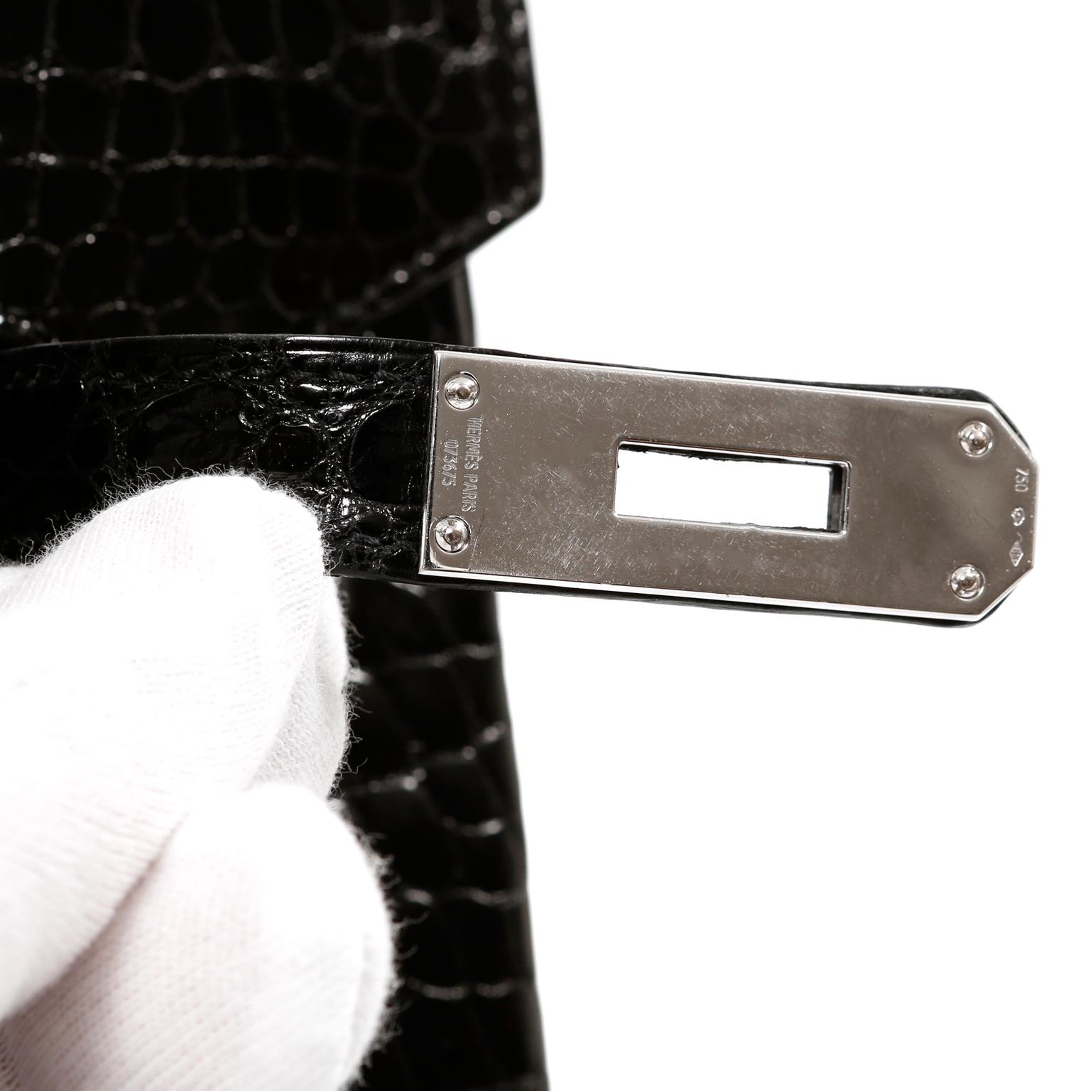 Hermès Black Crocodile 30 cm Diamond Encrusted Birkin Bag at 1stDibs ...