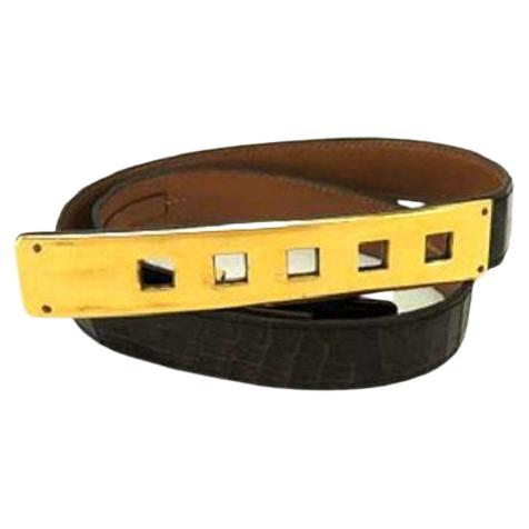 Hermes Black Crocodile Collier De Chien 219219 Belt For Sale