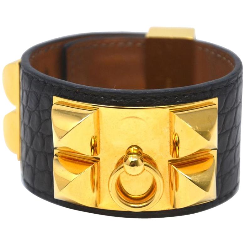 Hermès Black Crocodile Collier De Chien Cdc Ghw Bracelet