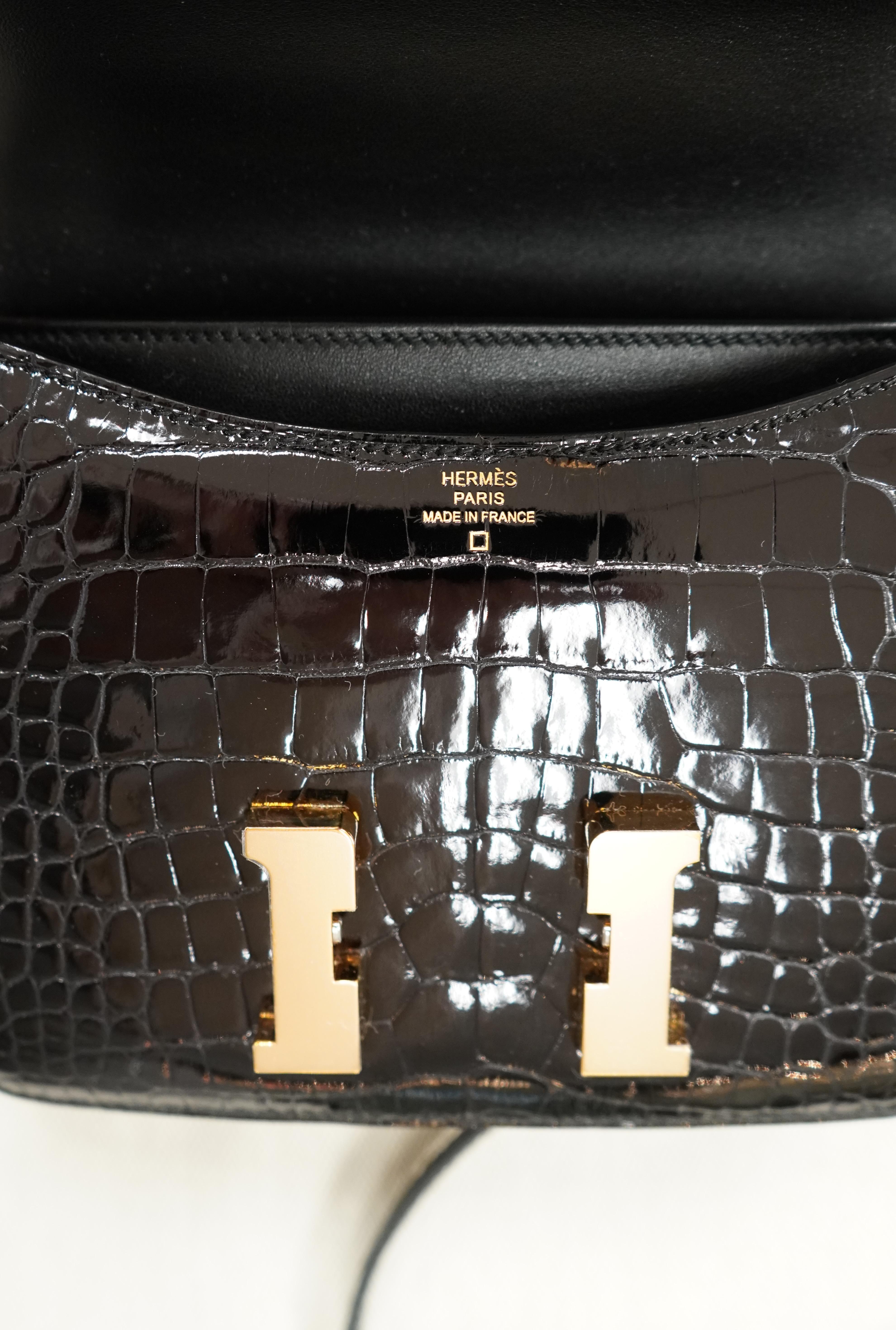 Hermes Black Crocodile Constance bag  For Sale 7