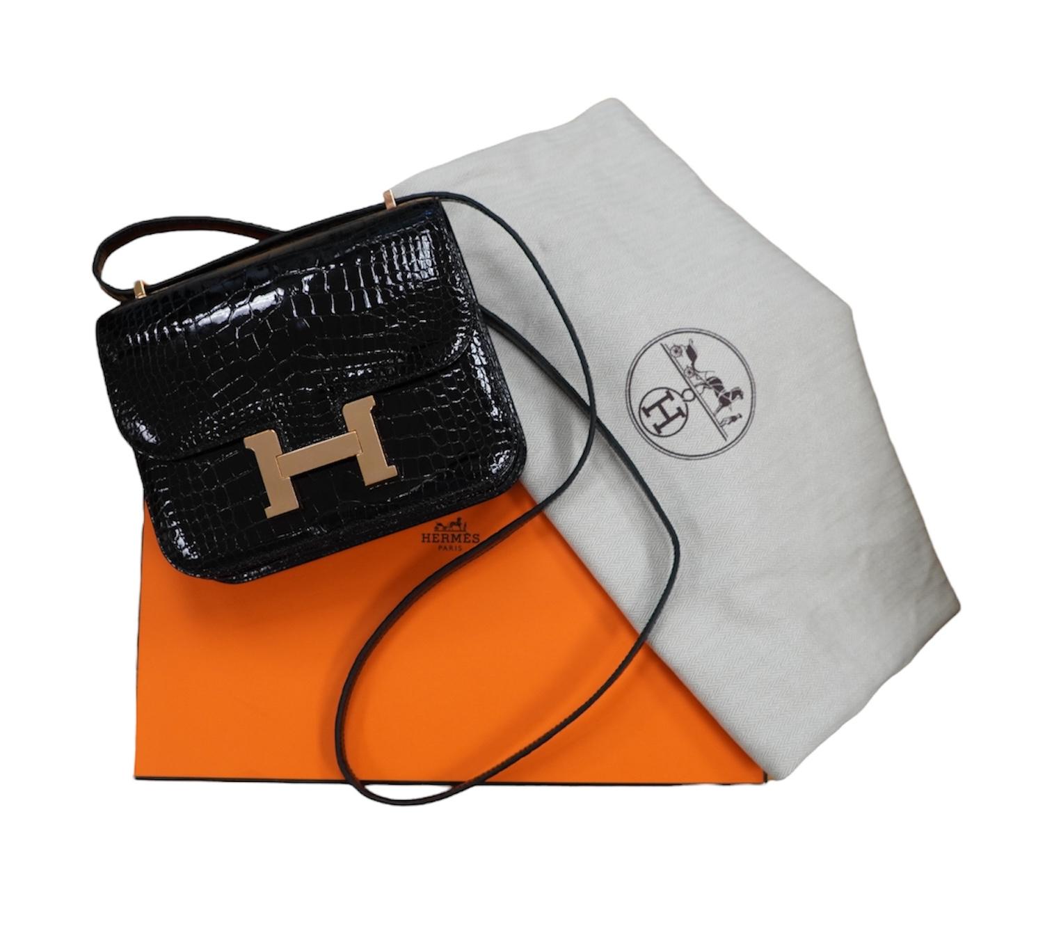 Hermes Black Crocodile Constance bag  For Sale 9