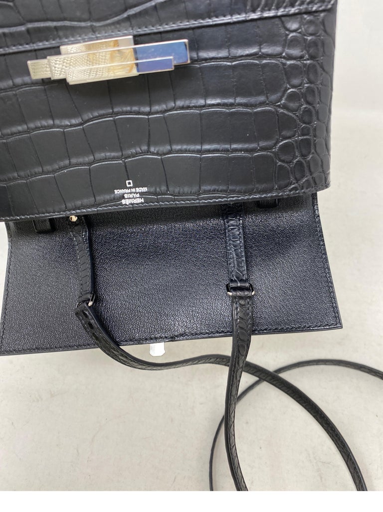 Hermes Black Crocodile Crossbody Bag For Sale at 1stDibs