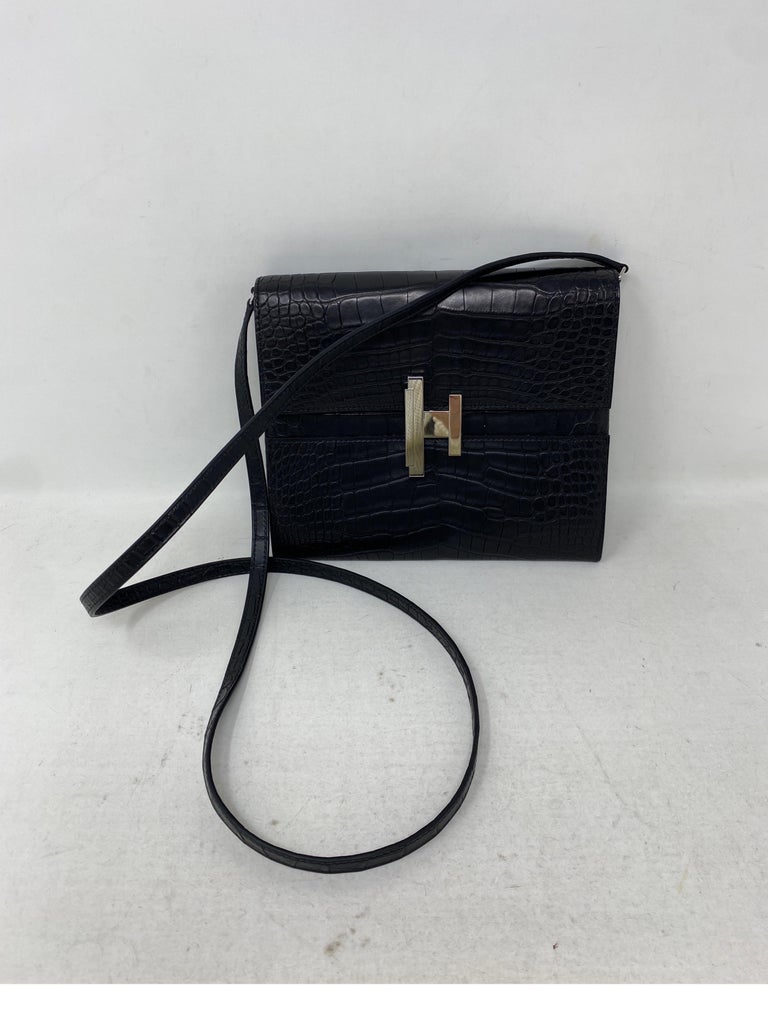 Hermes Black Crocodile Crossbody Bag For Sale at 1stDibs