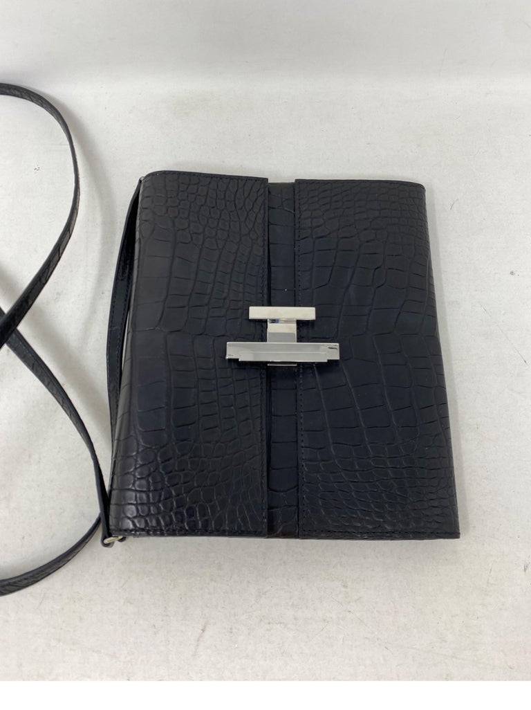 Hermes Black Crocodile Crossbody Bag For Sale at 1stDibs