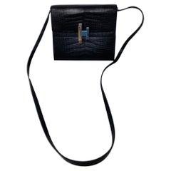 Hermes Black Crocodile Crossbody Bag