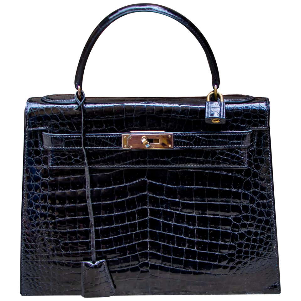 Hermes Black Crocodile Kelly Handbag at 1stDibs