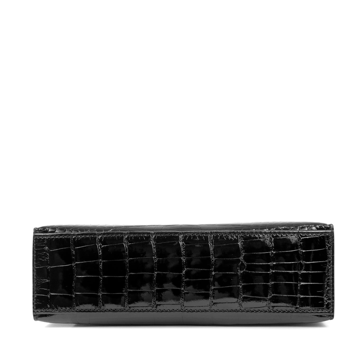 Hermès Black Crocodile Kelly Pochette with Gold Hardware 1
