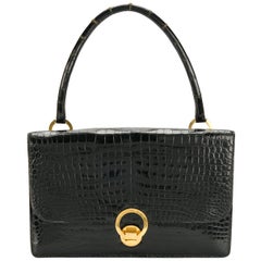 Hermès Black Crocodile Leather Vintage Bag, 1970s