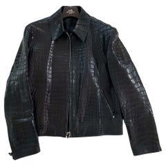 HERMES Veste noire en crocodile pour homme RARE CUSTOM MADE