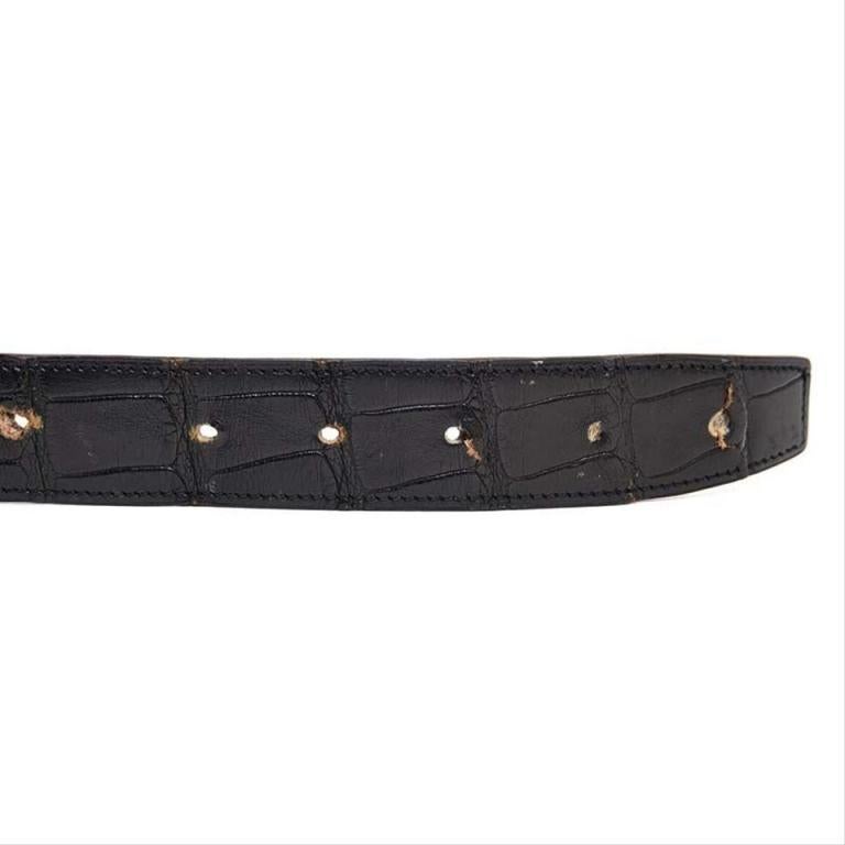 Women's Hermès Black Crocodile Reversible H Logo Kit 232975 Belt For Sale