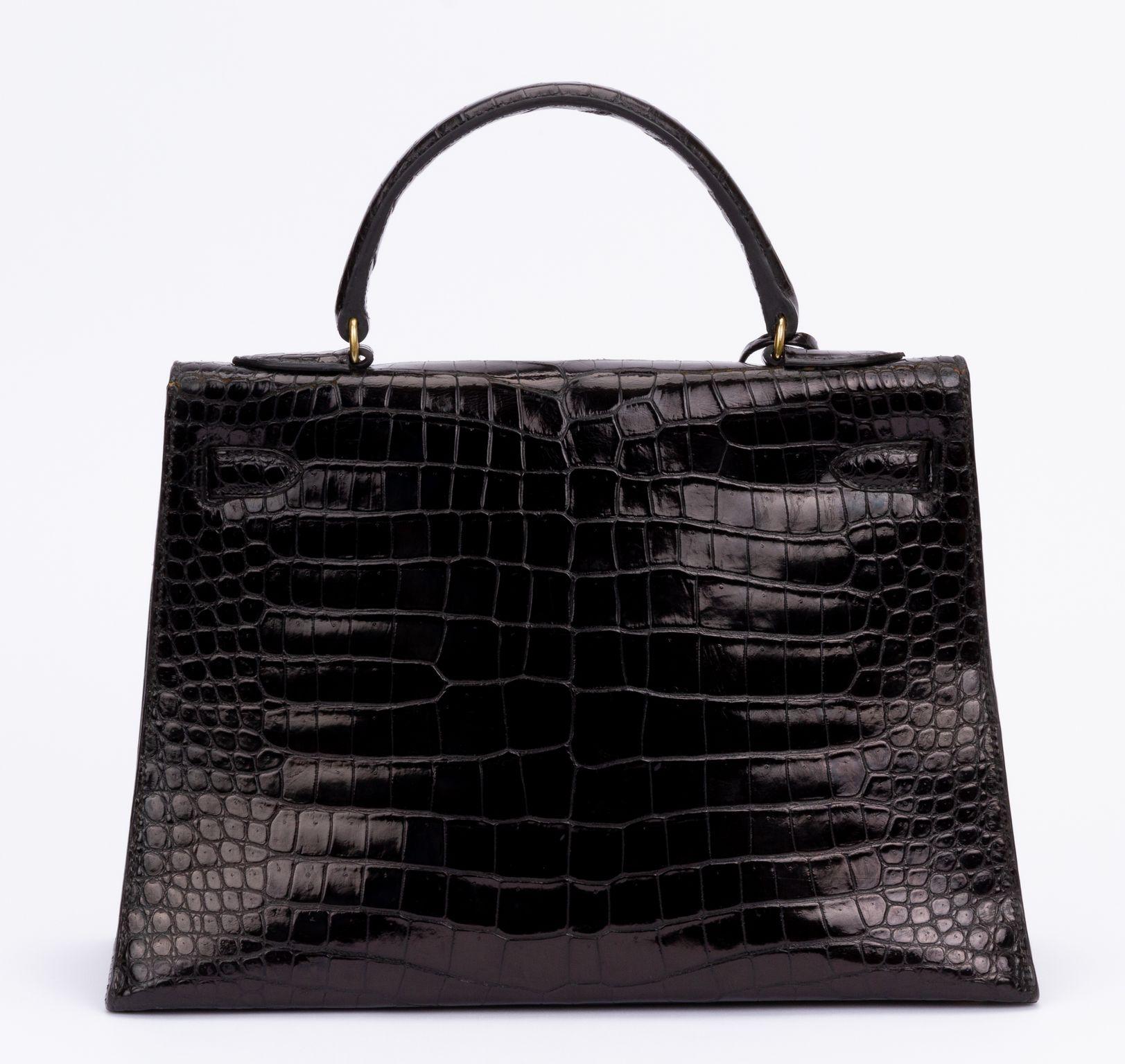 Hermès Black Crocodile Vintage Kelly Bag In Excellent Condition For Sale In West Hollywood, CA