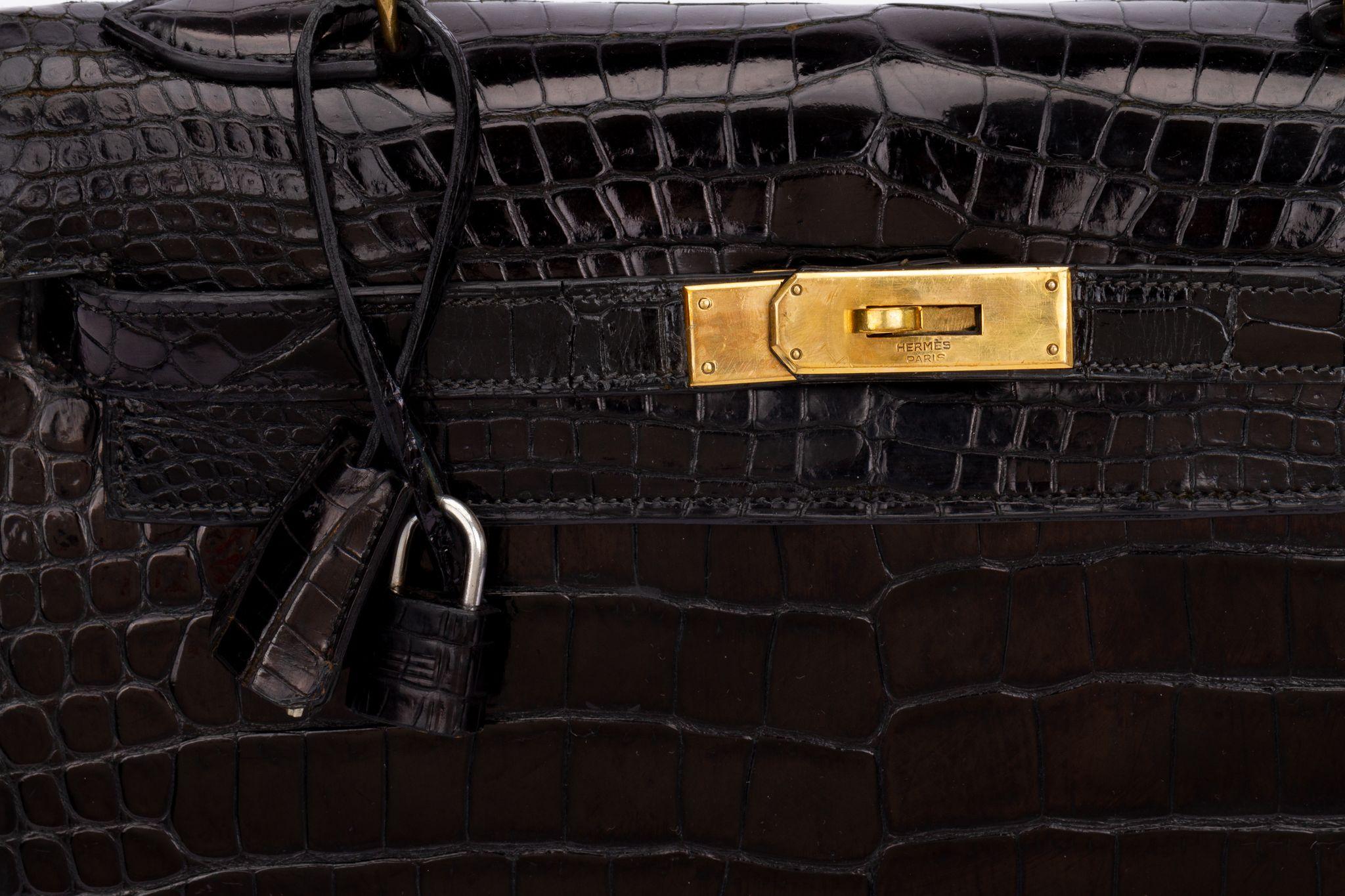 Hermès Black Crocodile Vintage Kelly Bag For Sale 1