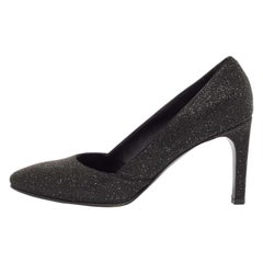 Hermes Black Crystal Round Toe Pumps Size 39.5