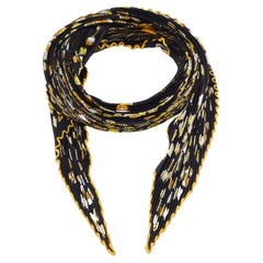 Écharpe en soie plissée avec perles dansantes Hermès, noir