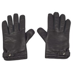 Hermes Black Deerskin and Cashmere Gloves Size 8.5
