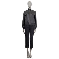 HERMES black deerskin leather Bomber Jacket 38 S