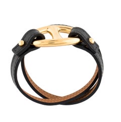 Hermes Black Double Gold Men's Women's Evening Cuff Bracelet