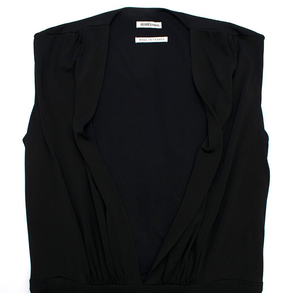 Women's Hermes Black Draped Deep V Neck Gown XS 36
