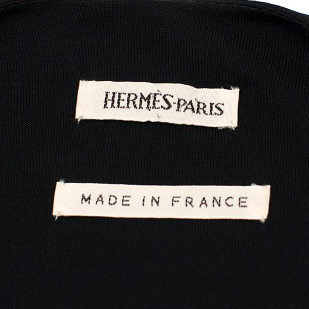 Hermes Black Draped Deep V Neck Gown XS 36 4