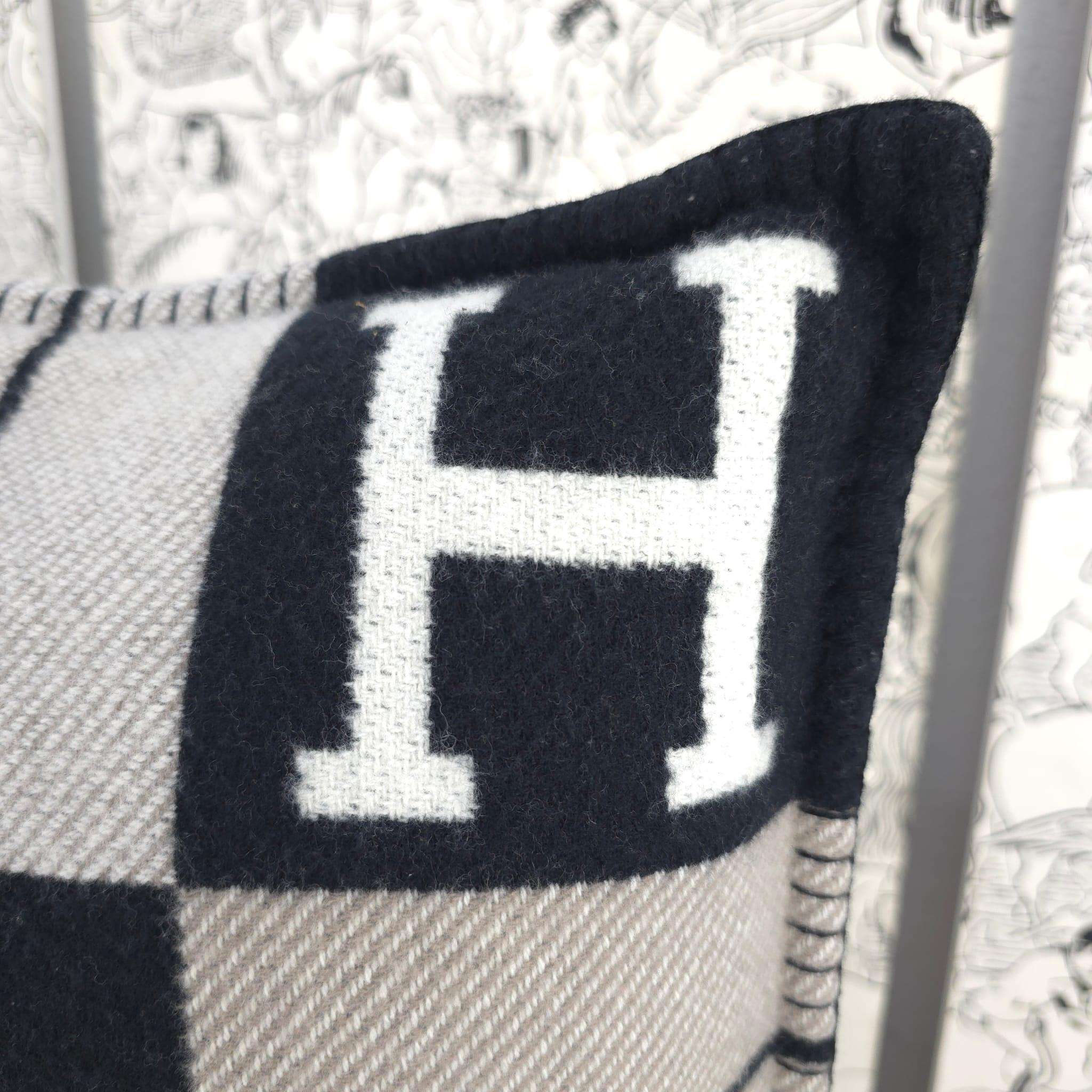 Hermès Black & Ecru Avalon III pillow, small model For Sale 1