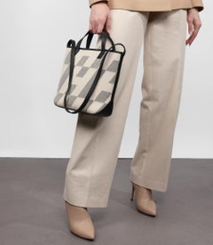 Hermès Black & Ecru Canvas & Black Swift Leather Cabas H En Biais 27