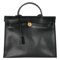 Hermès Black Ecru Toile H Berline Vache Hunter Herbag Zip PM 31 GHW