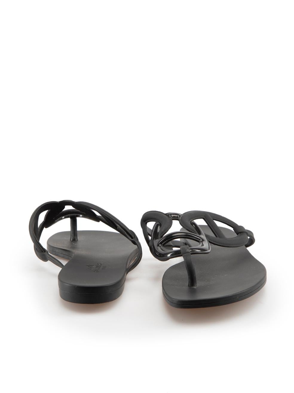Noir Hermès Black Egerie Jelly Sandals Size EU 37 en vente
