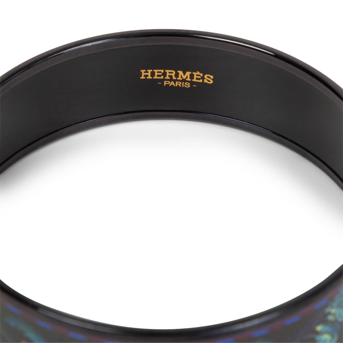 Hermes Black Enamel Brazil Wide Bangle Bracelet 65 PVD In Excellent Condition In Zürich, CH