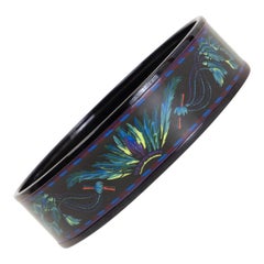Hermes Black Enamel Brazil Wide Bangle Bracelet 65 PVD