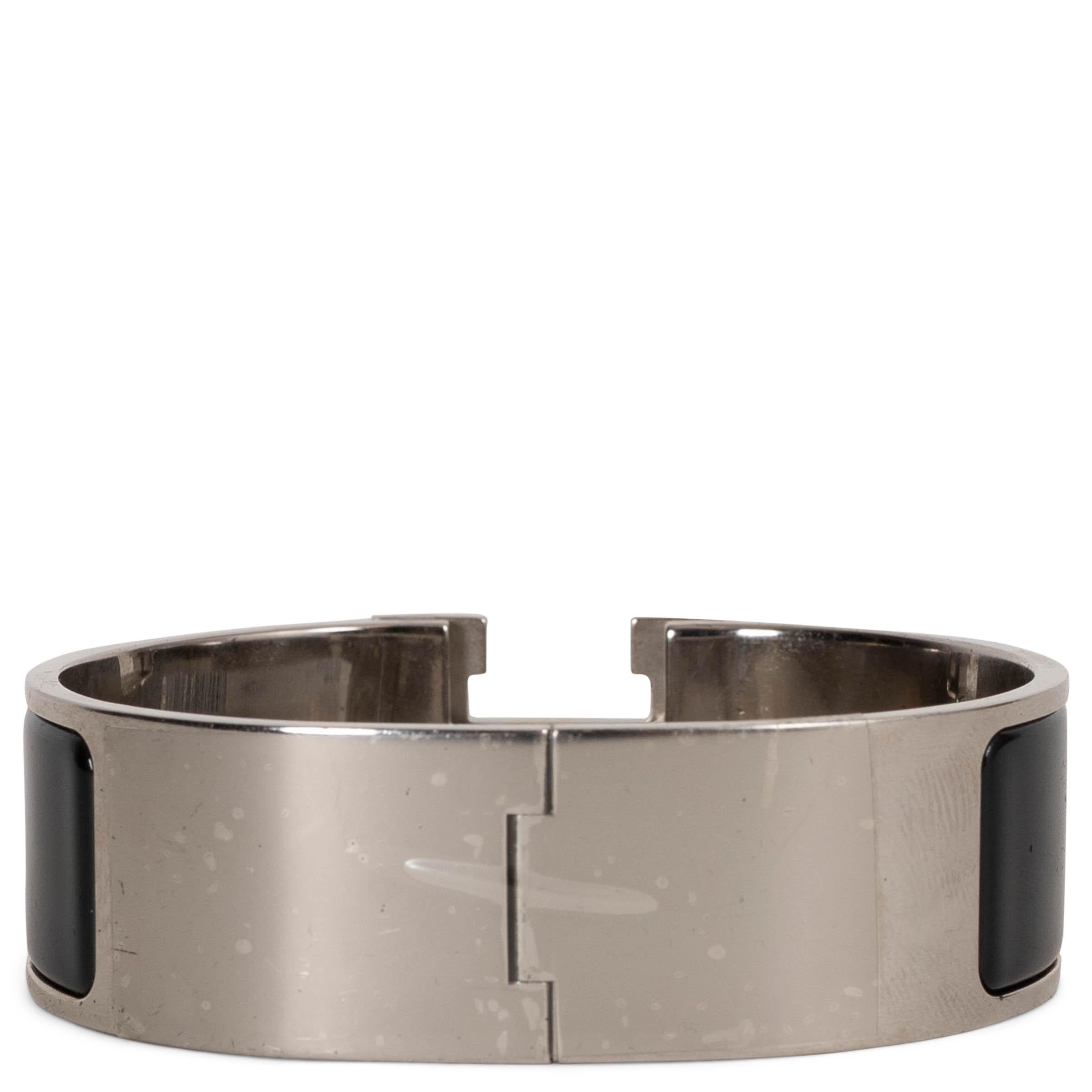 HERMES black enamel BRIDES DE GALA CLIC CLAC Bracelet PHW In Excellent Condition For Sale In Zürich, CH