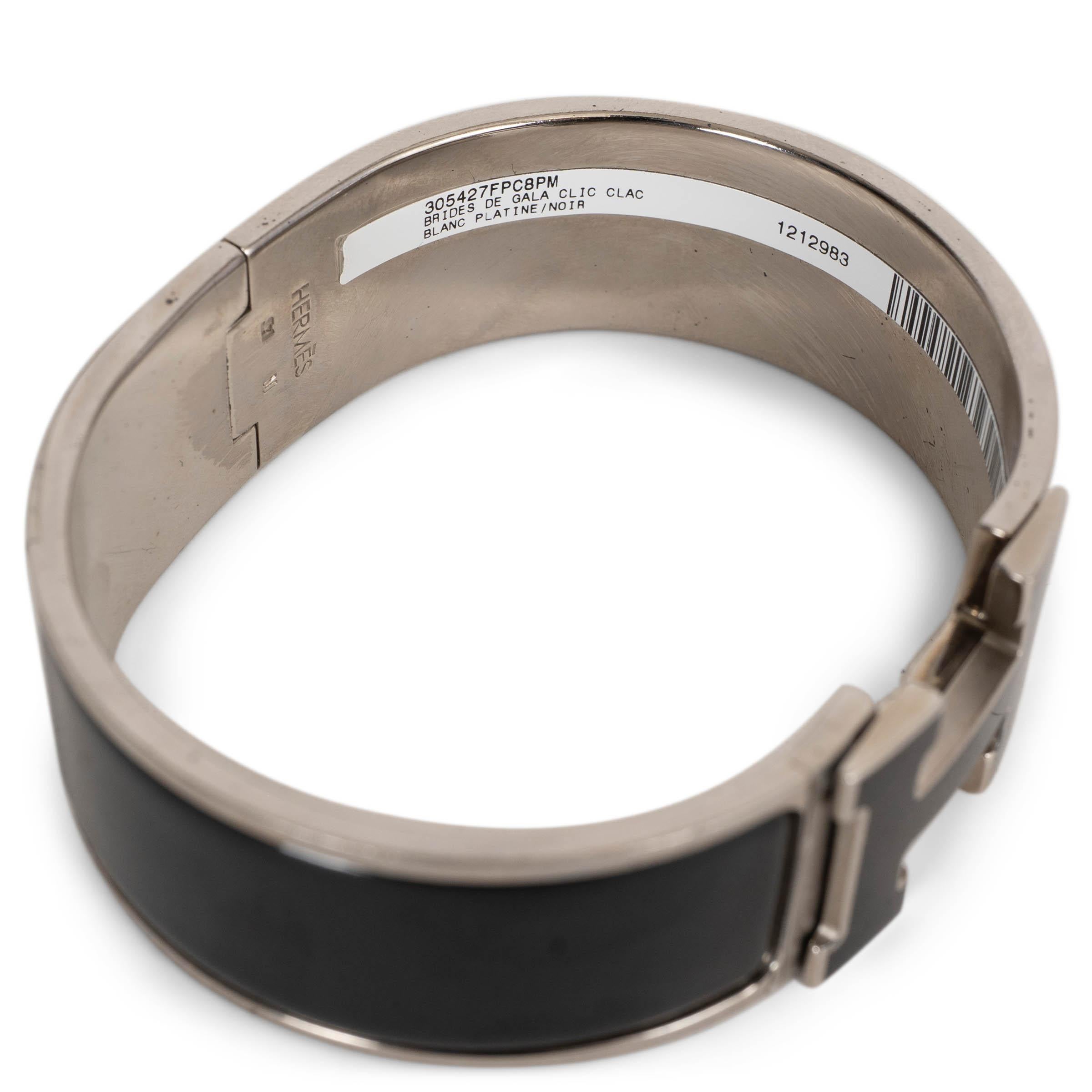 Women's HERMES black enamel BRIDES DE GALA CLIC CLAC Bracelet PHW For Sale