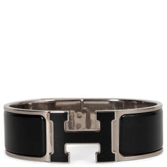 HERMES black enamel BRIDES DE GALA CLIC CLAC Bracelet PHW