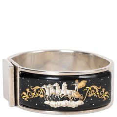 HERMES black enamel COMSMOS CLIC CLAC Bracelet PHW