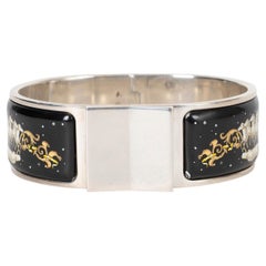 HERMES black enamel COMSMOS CLIC CLAC Bracelet PHW