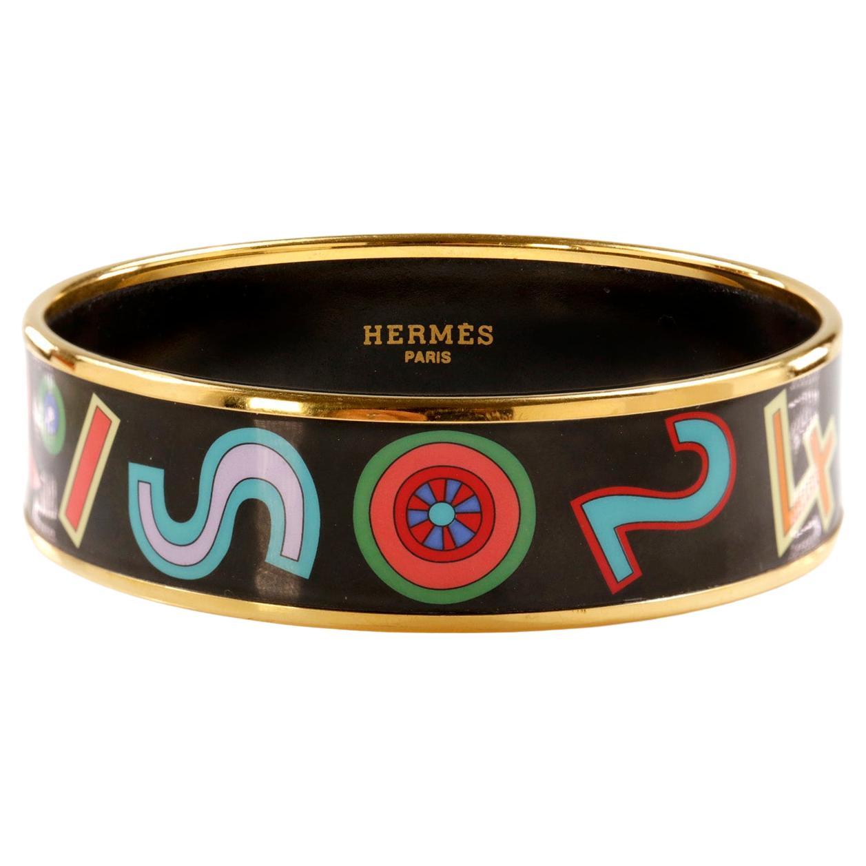 Hermès Schwarzes Emaille Tohu Bohu Armband im Angebot