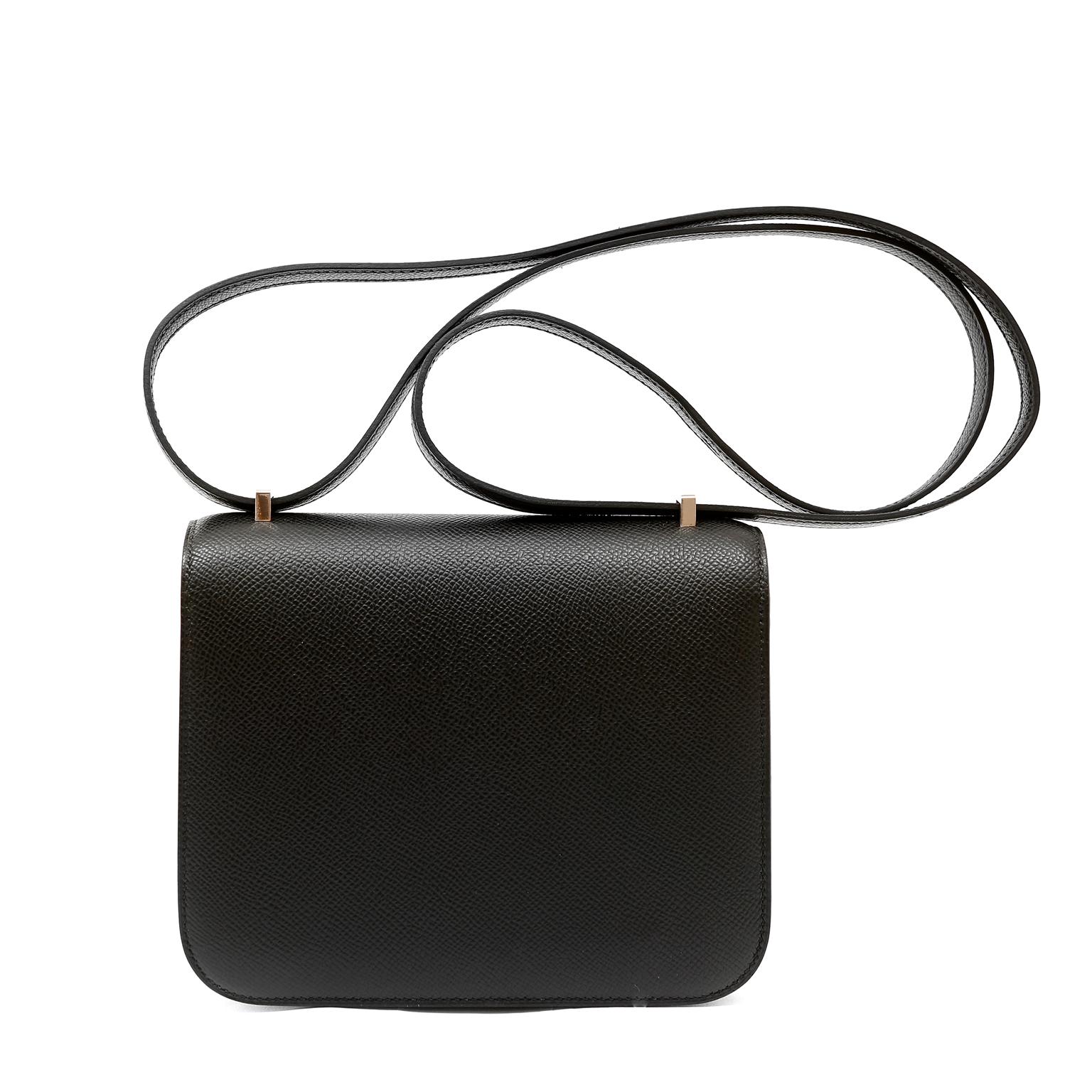 Hermès Black Epsom 18 cm Constance with Rose Gold Hardware For Sale at ...