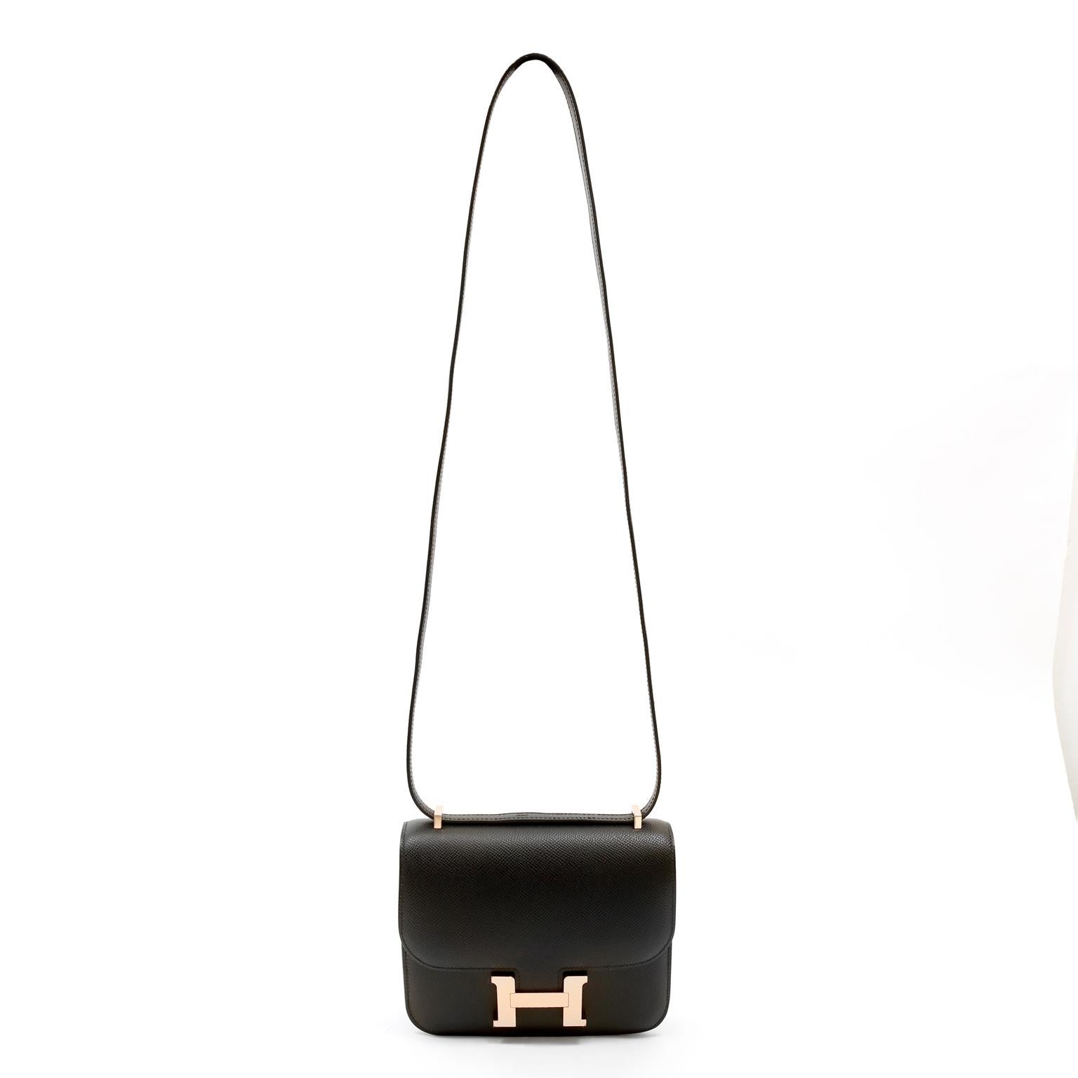 Hermès Black Epsom 18 cm Constance with Rose Gold Hardware 1