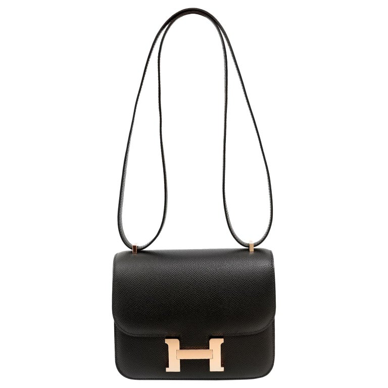 Hermès Constance 24 Noir (Black) Epsom Rose Gold Hardware RGHW