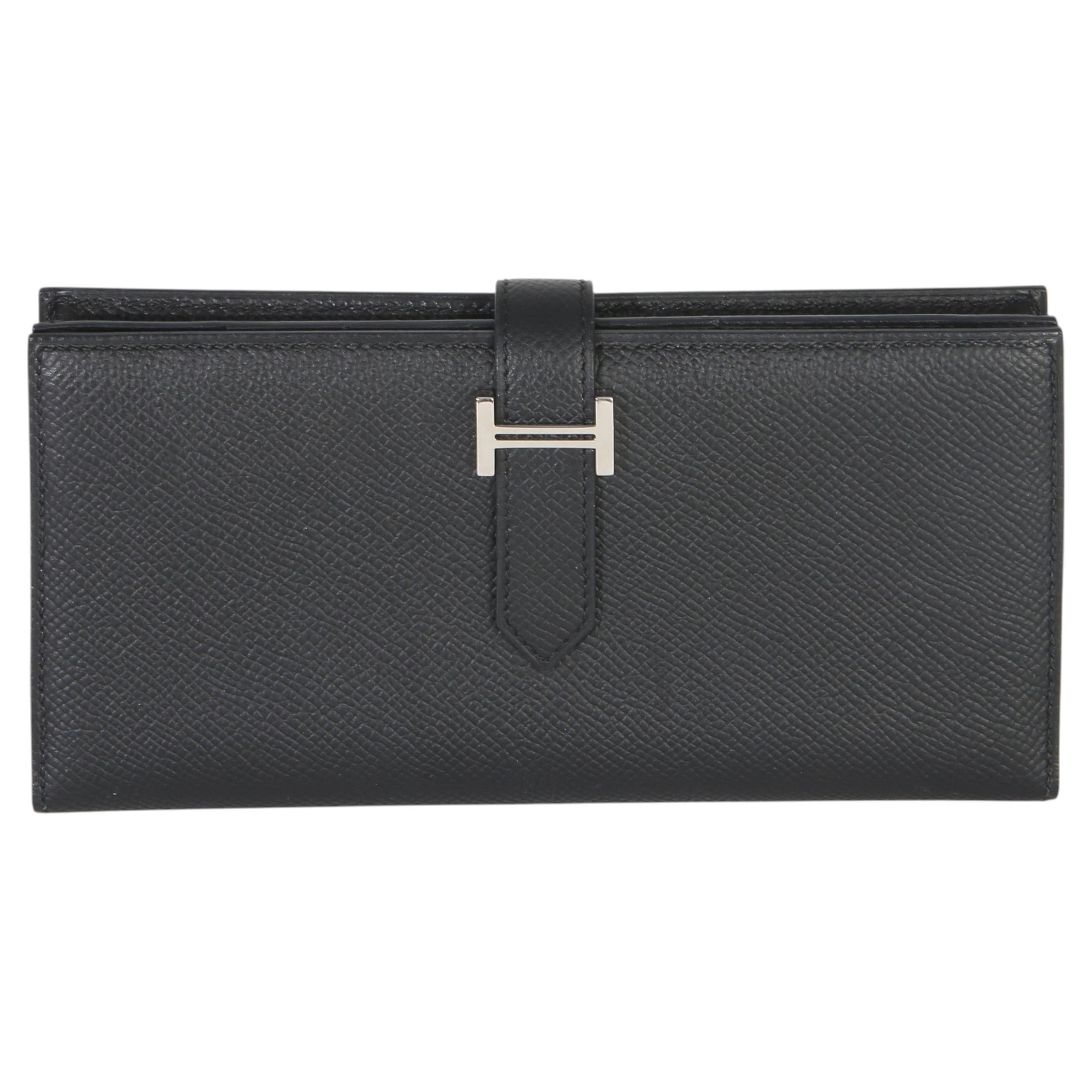 Portafoglio Hermès Nero Epsom Bearn PHW
