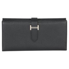 Hermès Black Epsom Bearn Wallet PHW