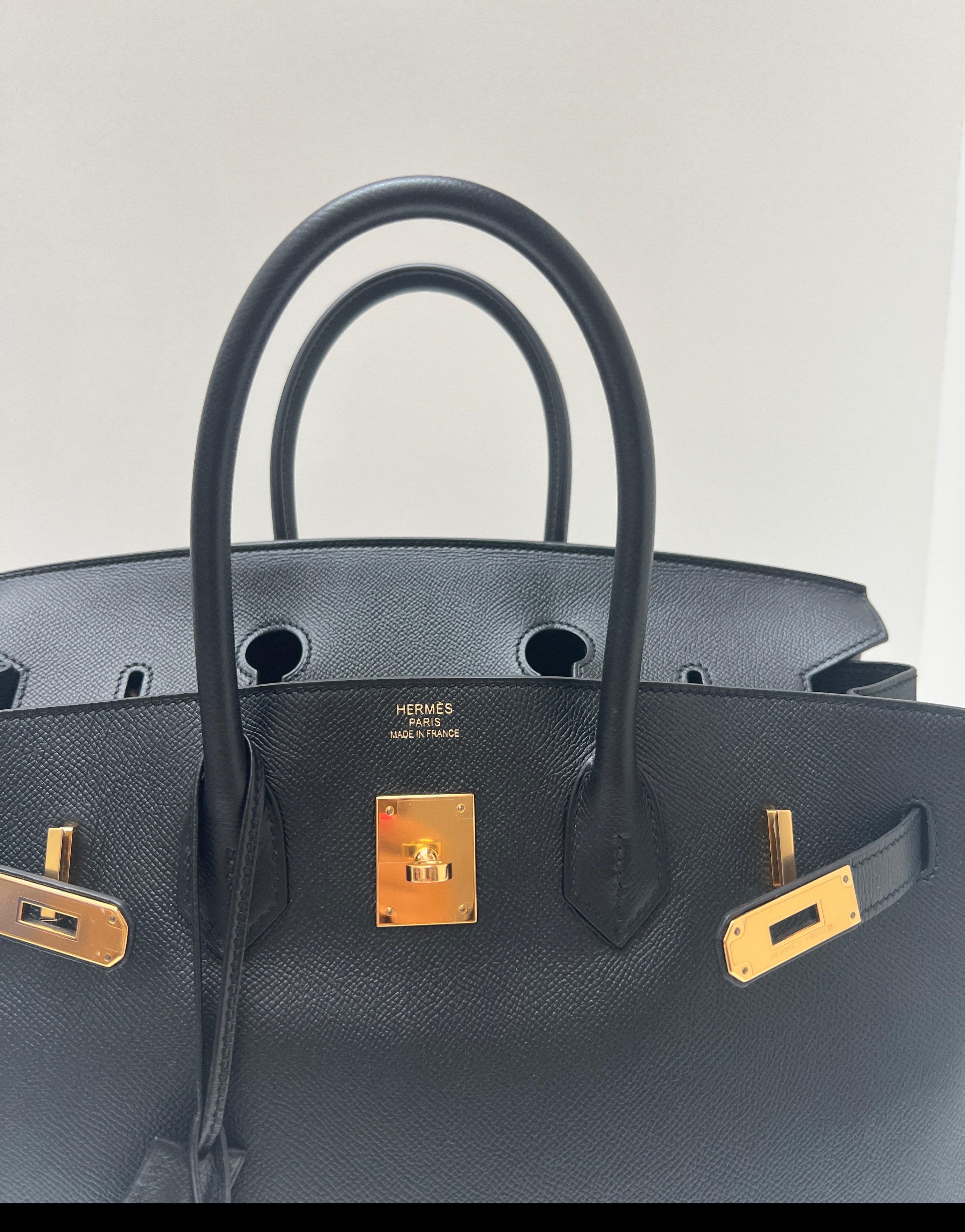 Borsa Hermes Birkin 35 nera Epsom in vendita 7