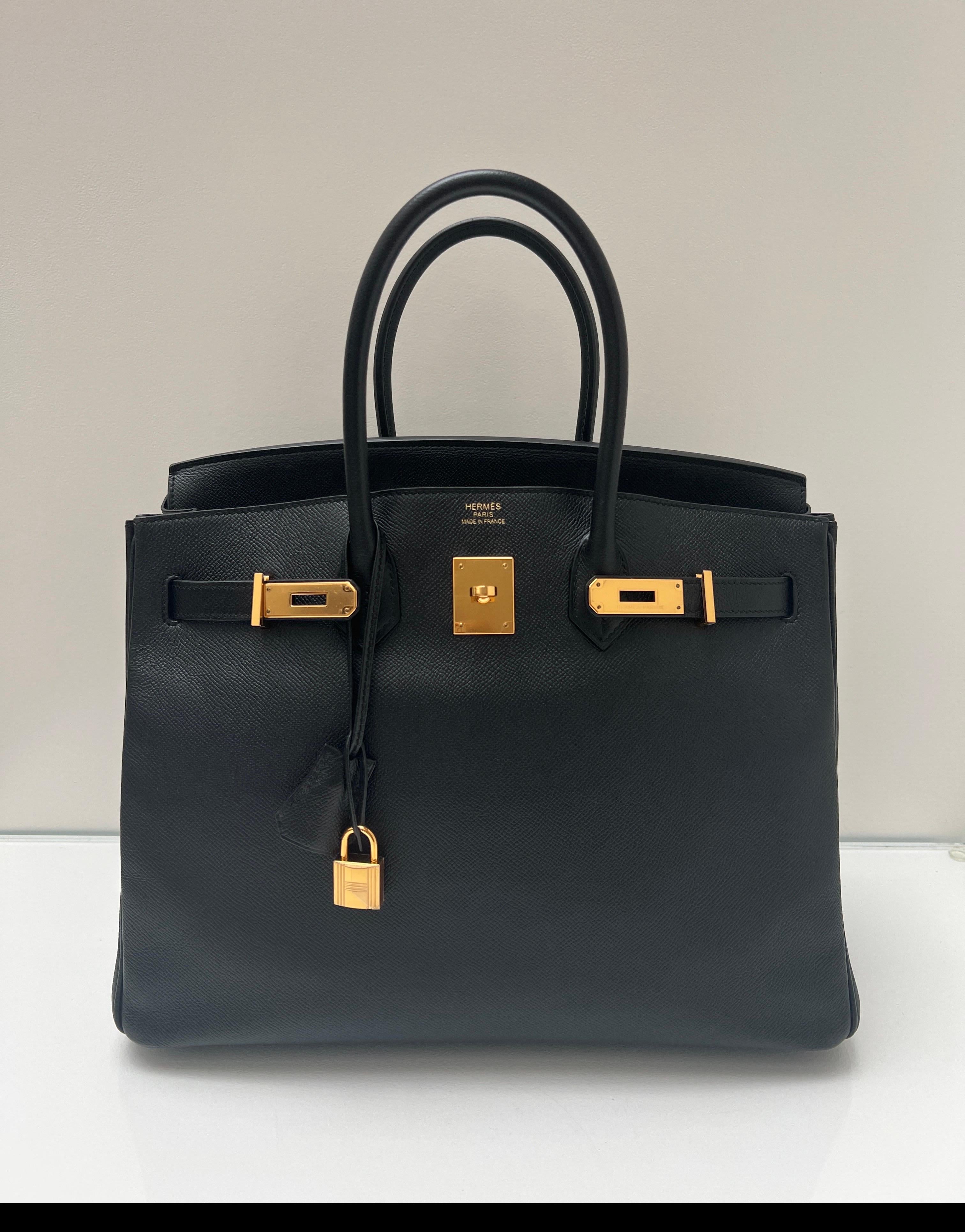 Borsa Hermes Birkin 35 nera Epsom in vendita 11