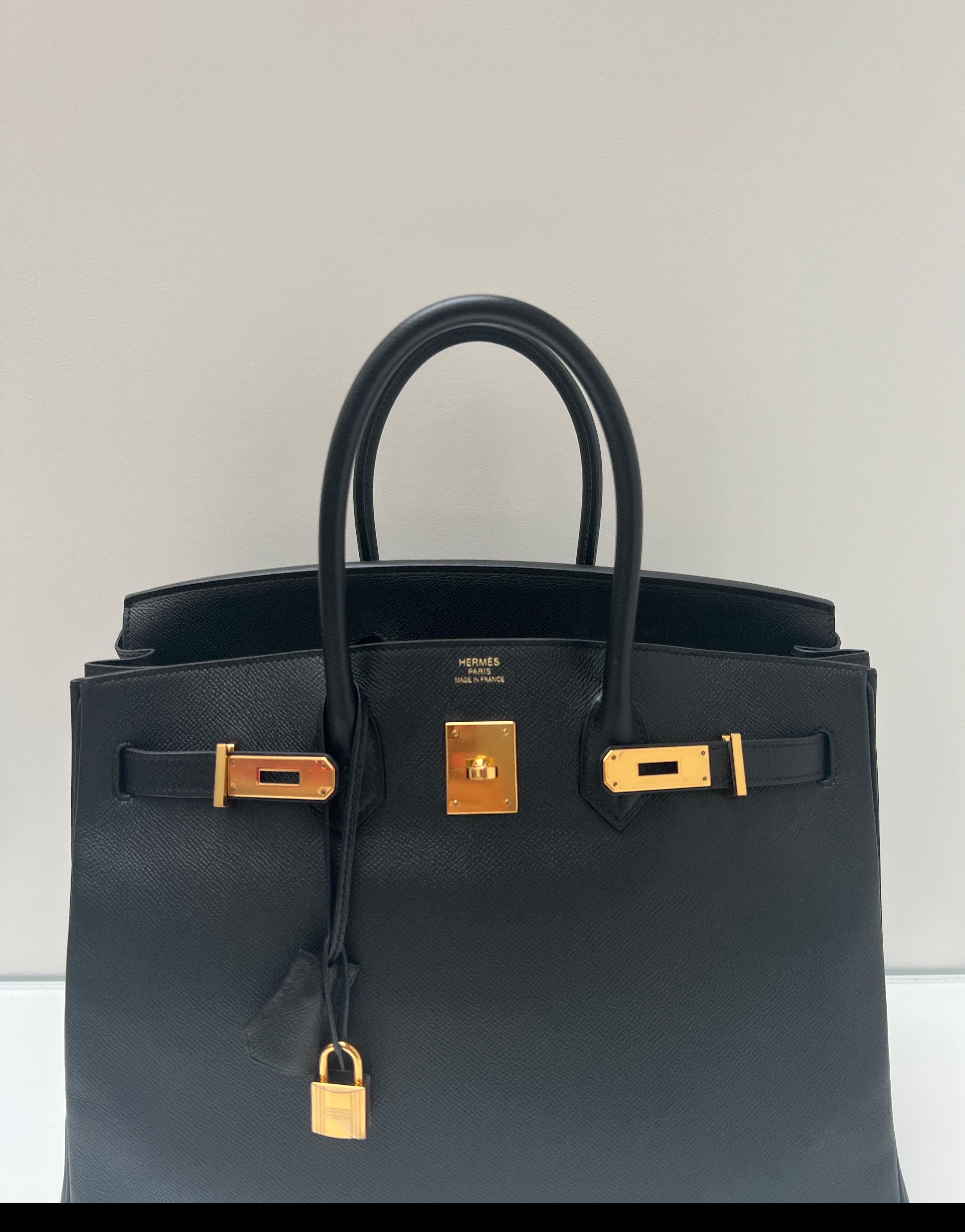 Borsa Hermes Birkin 35 nera Epsom in vendita 12