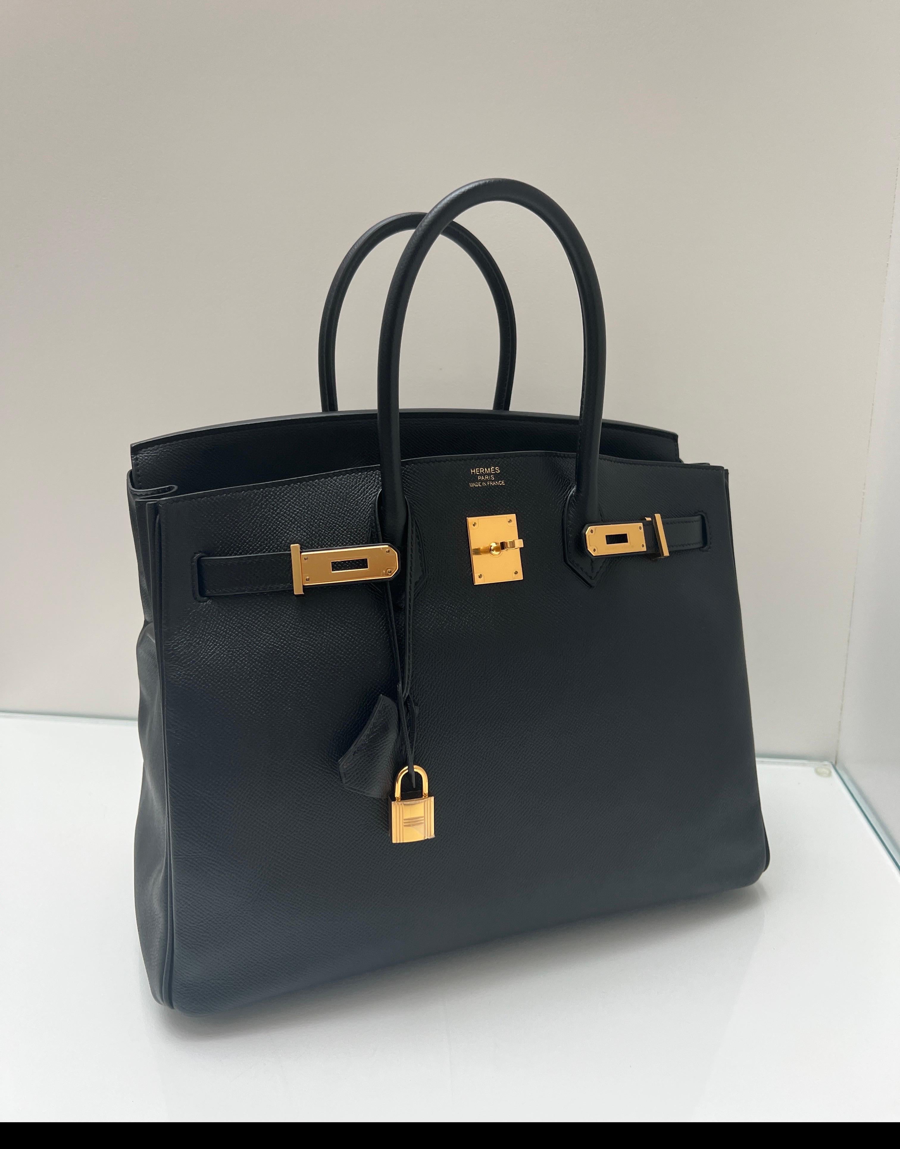 Borsa Hermes Birkin 35 nera Epsom in vendita 13